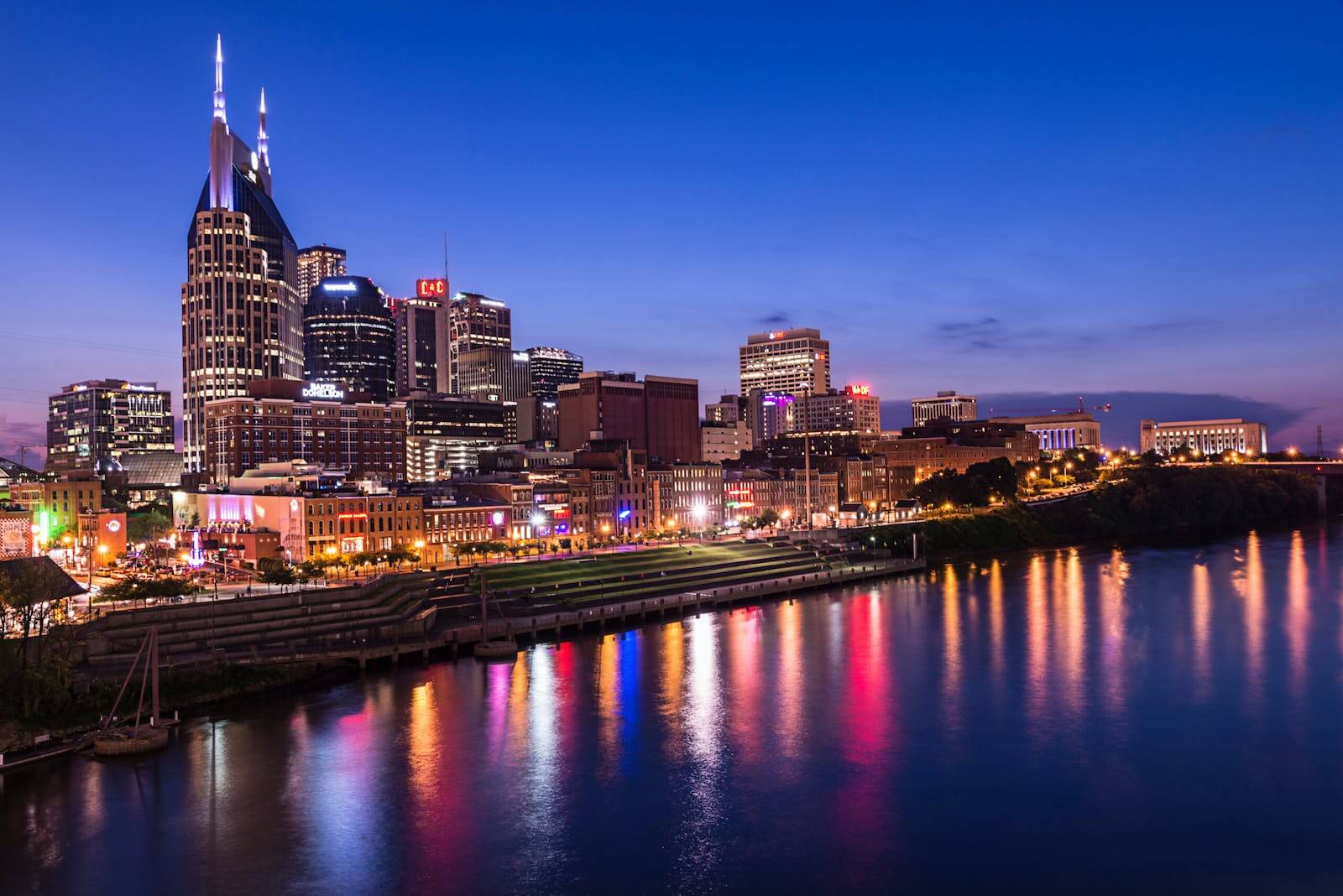 nashville city at night by the water 1